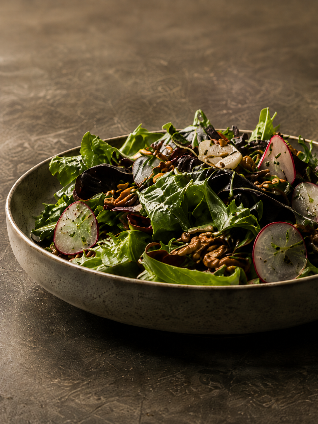 Salat med friske grøntsager og urter